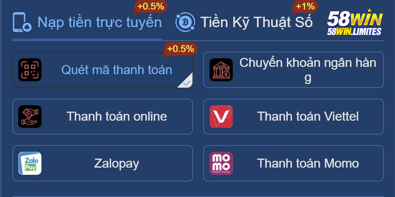 Hướng dẫn chi tiết các cách nạp tiền 58WIN bằng mã QR