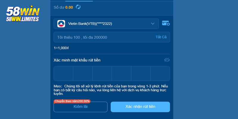 Hướng dẫn rút tiền 58WIN đơn giản cho người mới